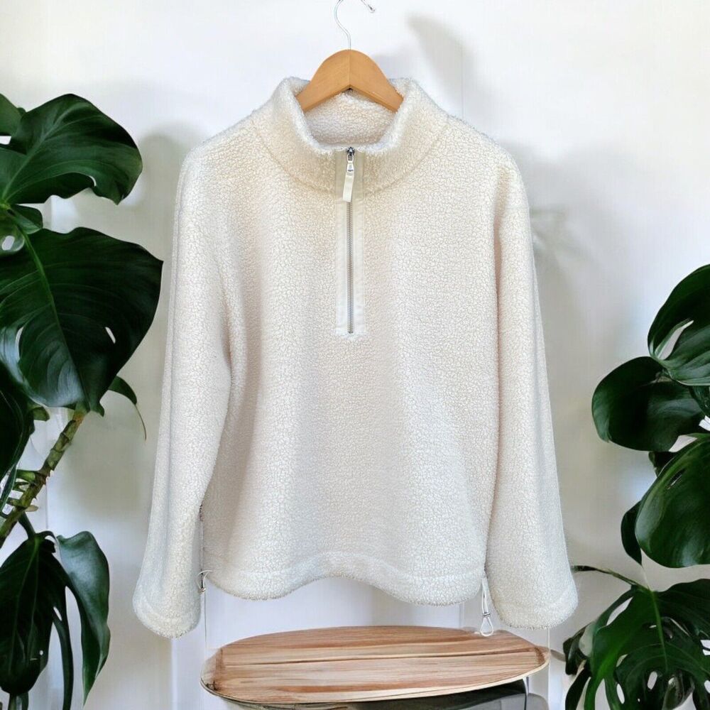 Tommy Bahama Women's Size Large L Selma White Sherpa Quarter Zip Pullover Jacket
